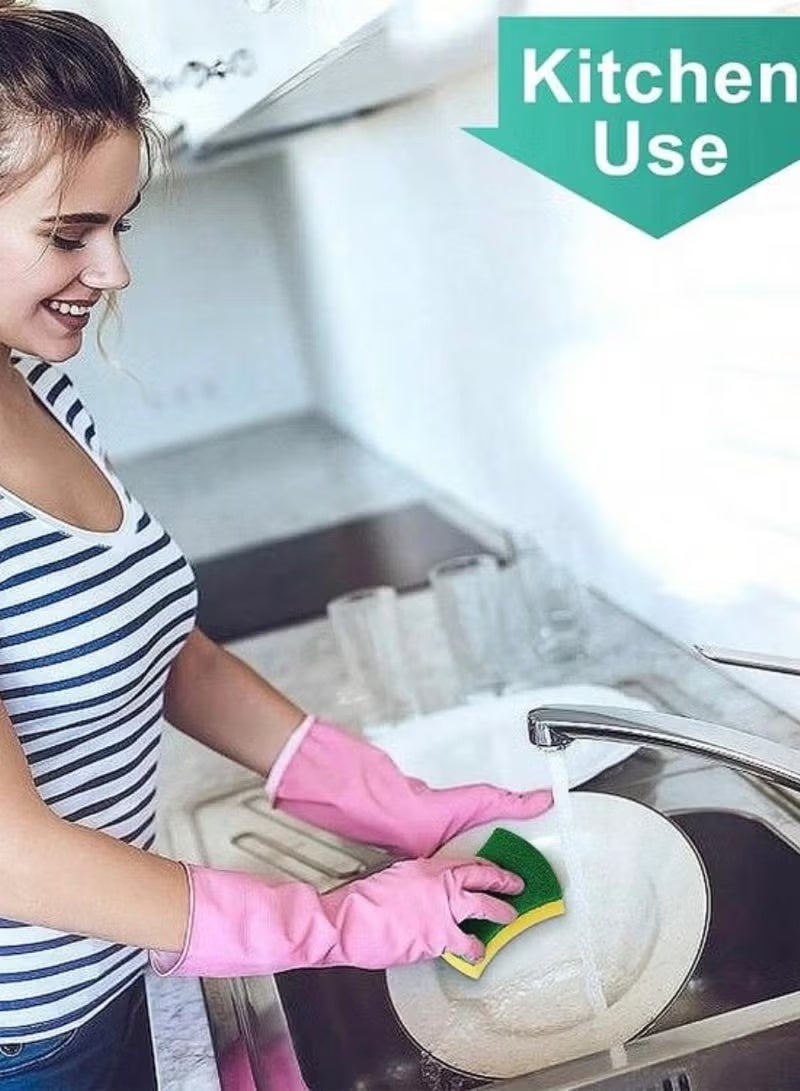 Non-Scratch Curved Dishwashing Sponge with Heavy-Duty Scrubber – Yellow/Green - Image 3